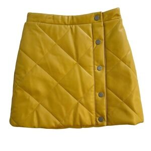 NWOT Habitual Kids Faux Leather Quilted A-Line Mini Skirt Mustard Girls 14